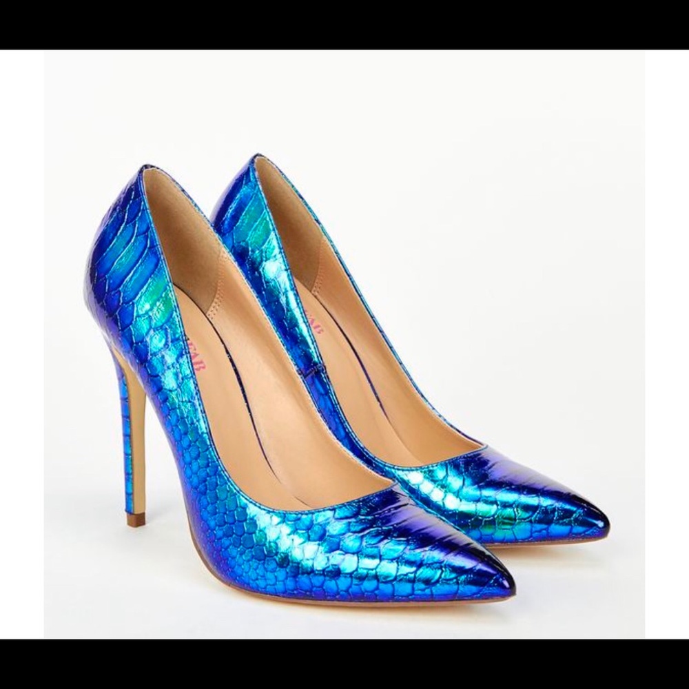 Mermaid Iridescent Blue Green High Heel Pumps - Picture 1 of 4